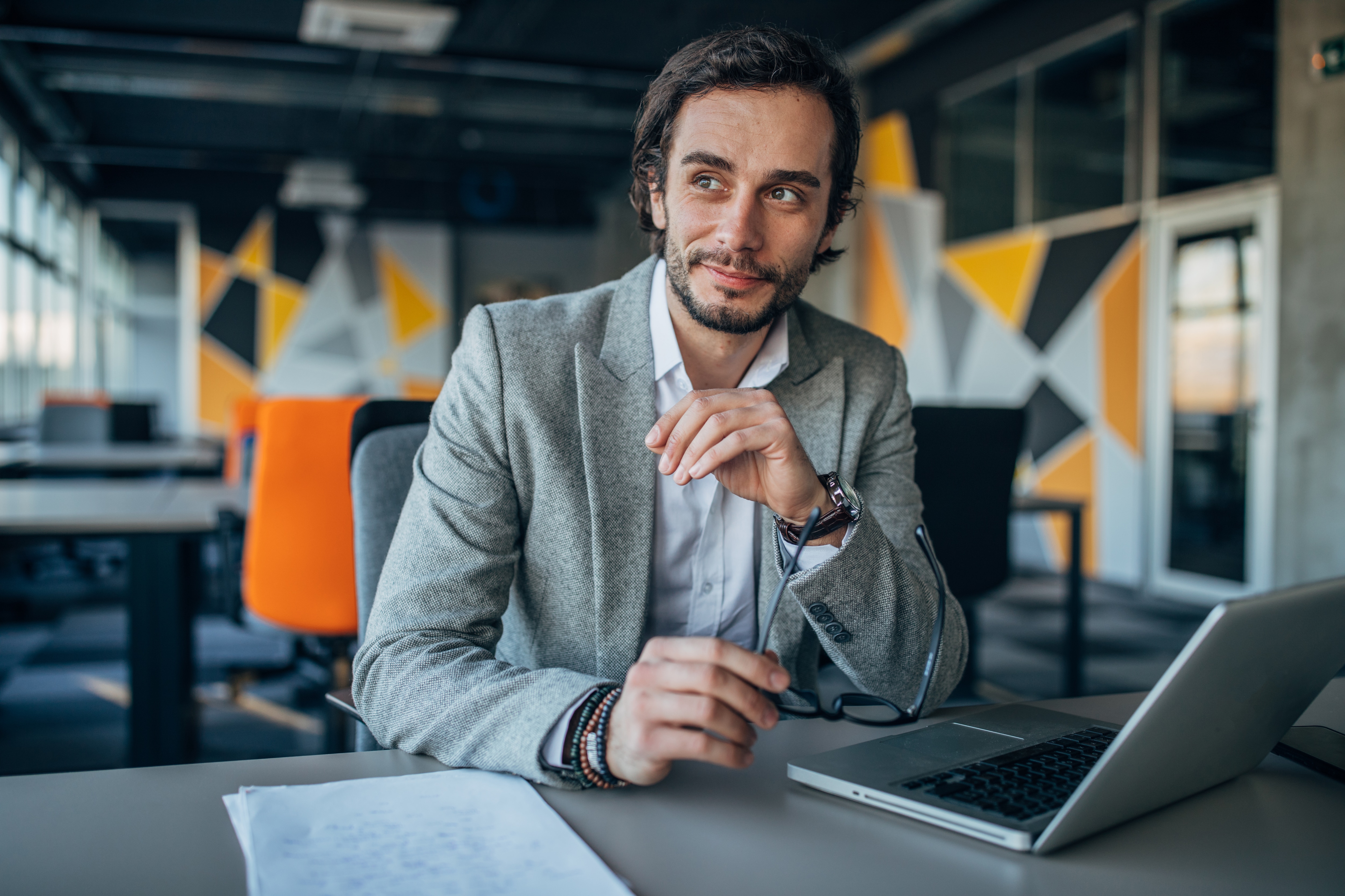 businessman working on a laptop