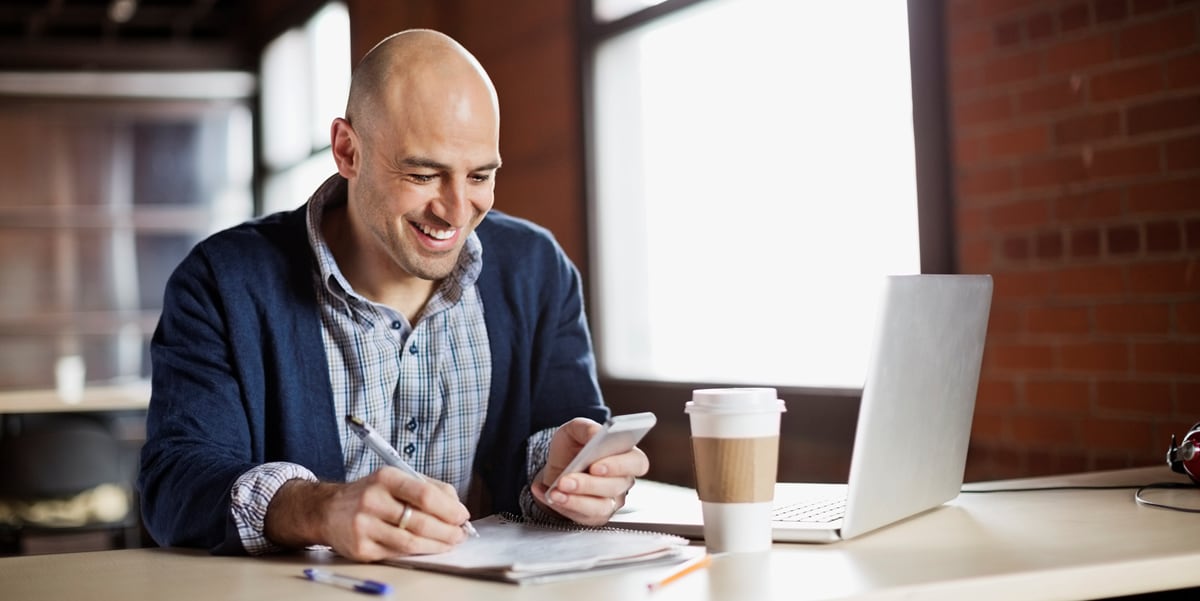 man working at desk