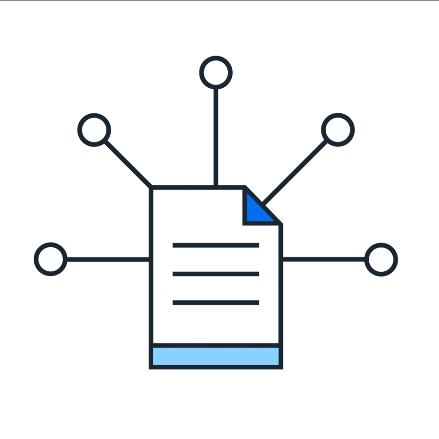 Document with spokes pictogram