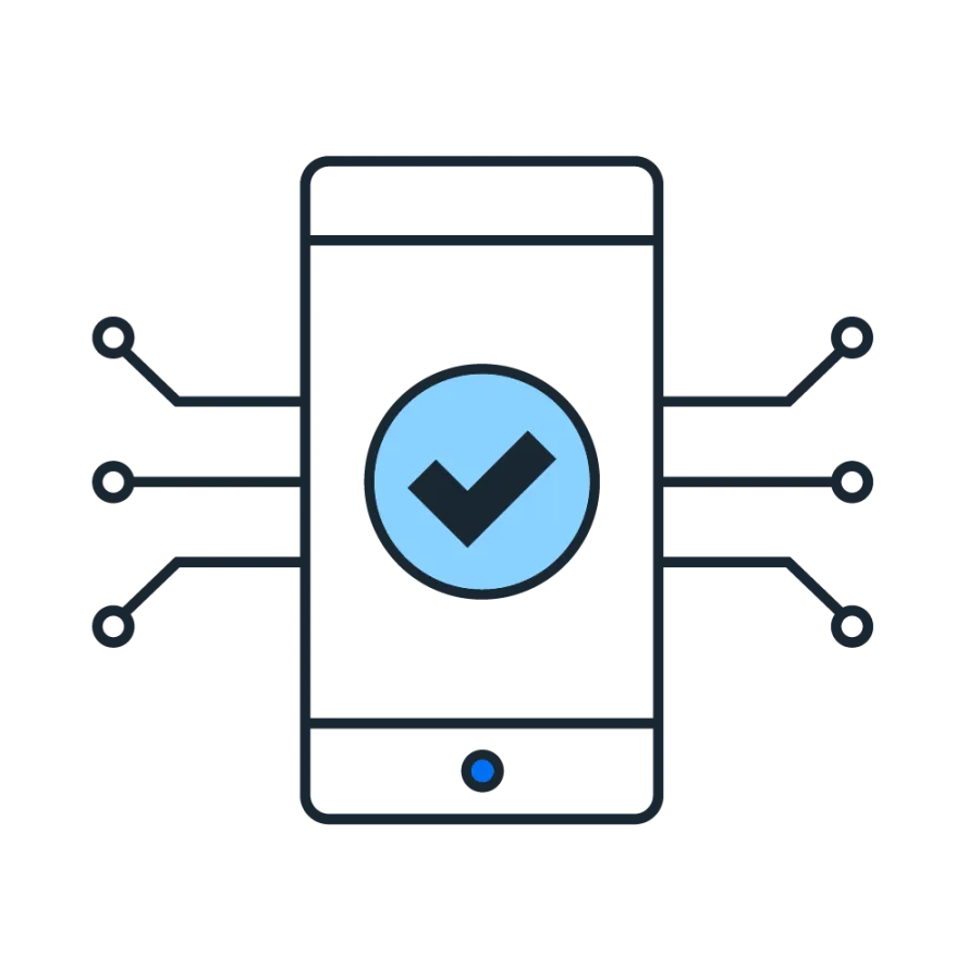 graphic of phone with checkmark