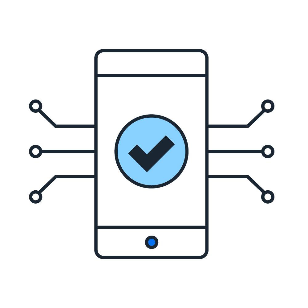 graphic of phone with checkmark